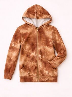 Jax & Lennon Kids TERRACOTTA STONEWASH (Rust/Brown) Tie-Dye Zip Hoodie